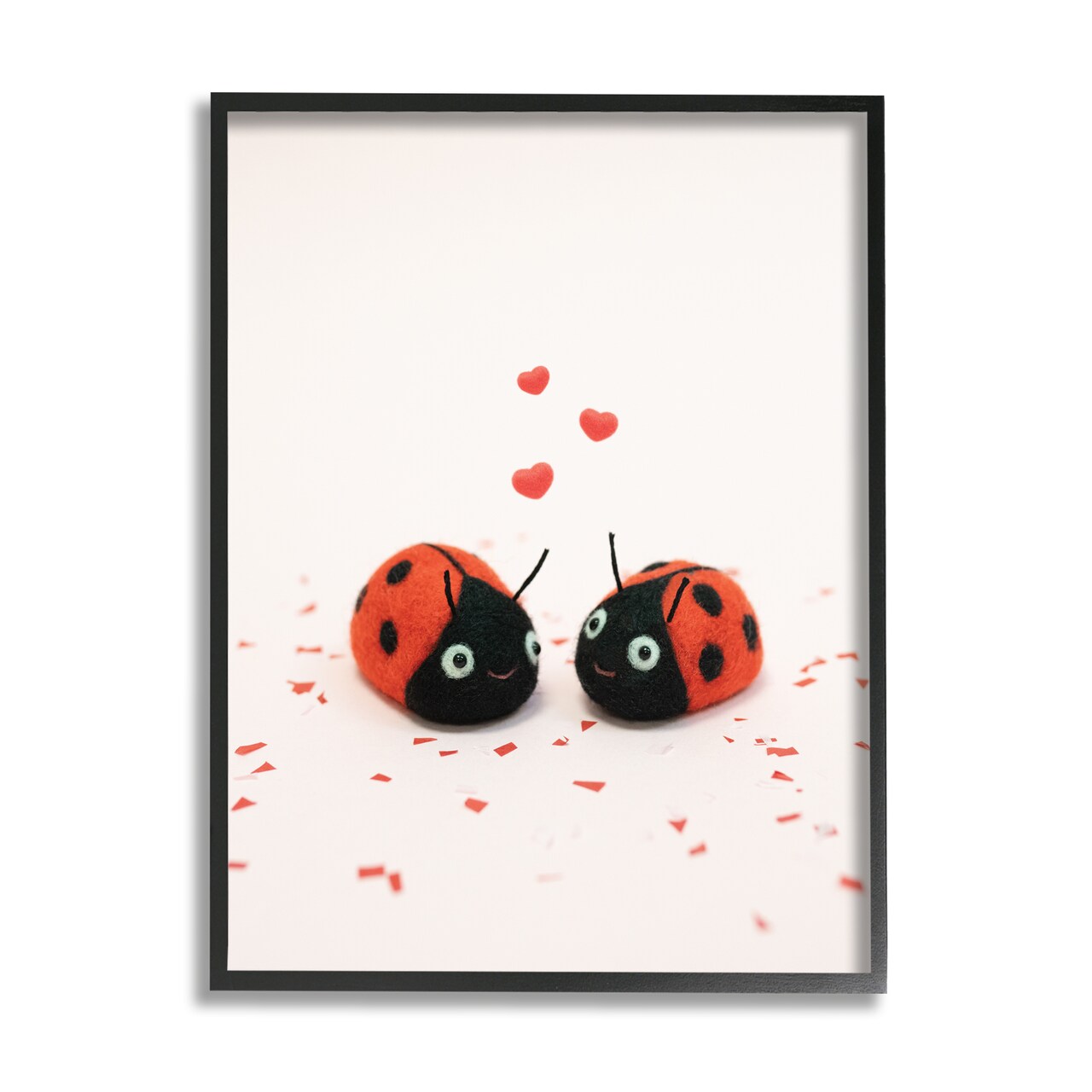 Stupell Industries Ladybugs Valentine's Hearts Black Framed Giclee Art